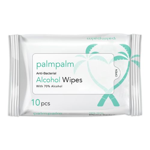 Palmpalm Hand Sanitizing Wipes, 70% Alcohol, 10 Wipes Per Pack